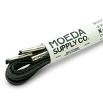 48 inch-boot shoe lace-flat waxed cotton-black-metal tips-Moeda Supply Company