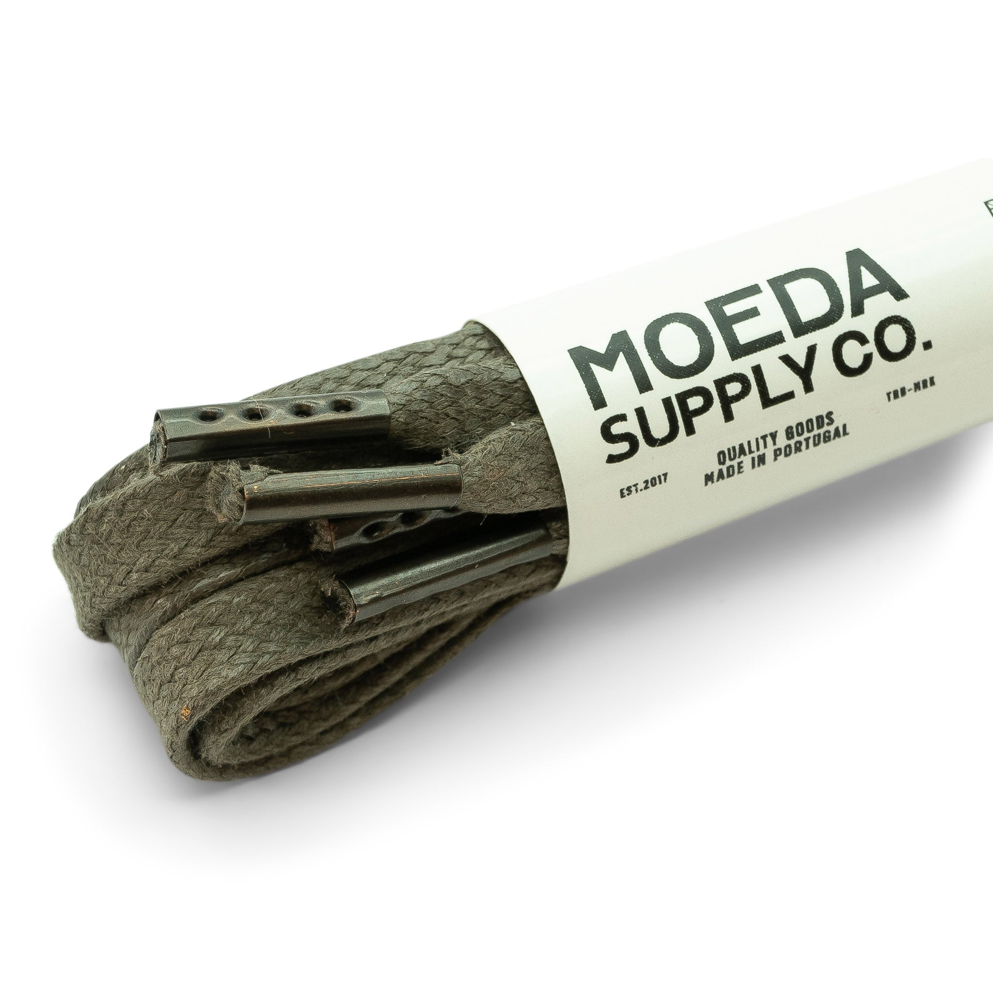 64 inch-boot shoe lace-flat waxed cotton-grey-metal tips-Moeda Supply Company