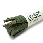 80 inch-boot shoe lace-flat waxed cotton-green-metal tips-Moeda Supply Company